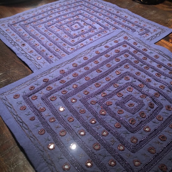 New Navy Blue Boho Embroidered covers (Set of 2) - Picture 2 of 15